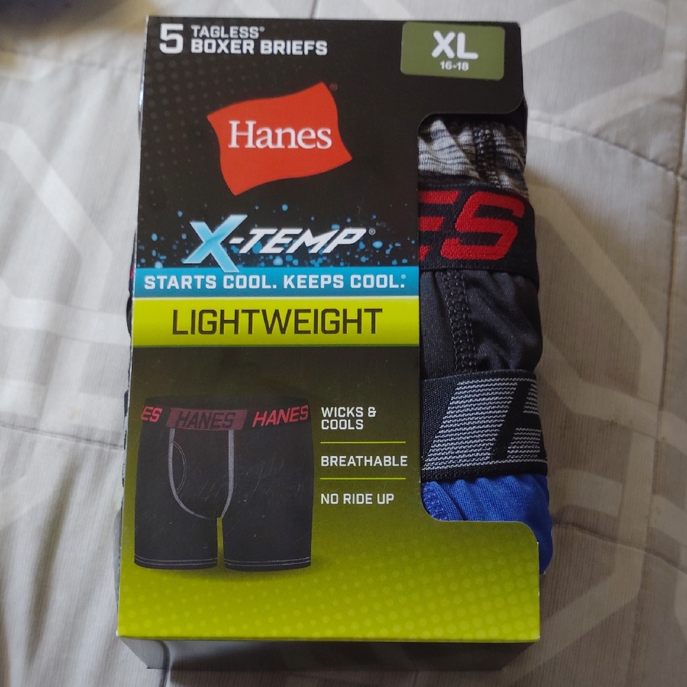 Hanes X-Temp Boy Boxer Briefs - Black and Blue